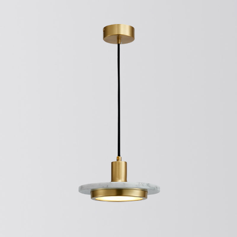 Shaded Dining Room Suspension Lighting Marble 1 Head Minimalistic Pendant Ceiling Light