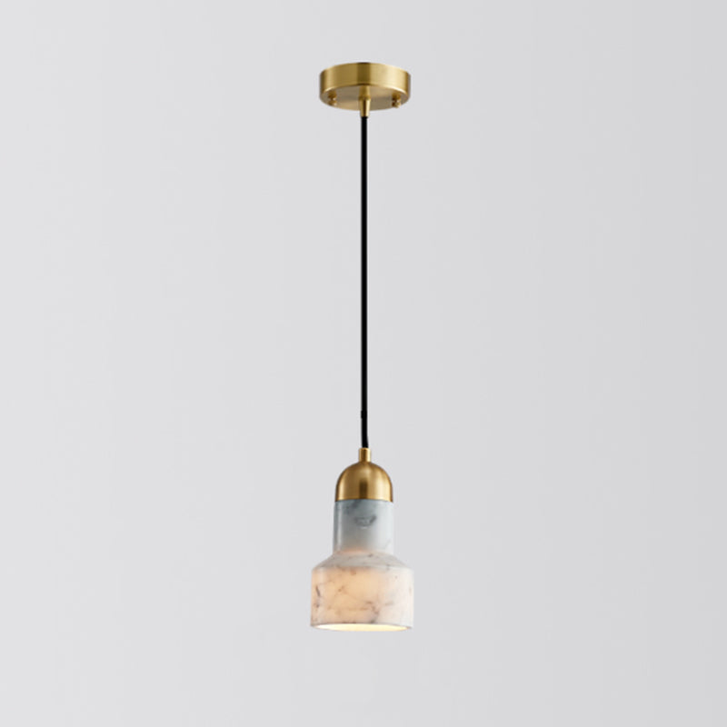 Shaded Dining Room Suspension Lighting Marble 1 Head Minimalistic Pendant Ceiling Light