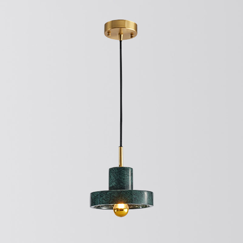 Shaded Dining Room Suspension Lighting Marble 1 Head Minimalistic Pendant Ceiling Light
