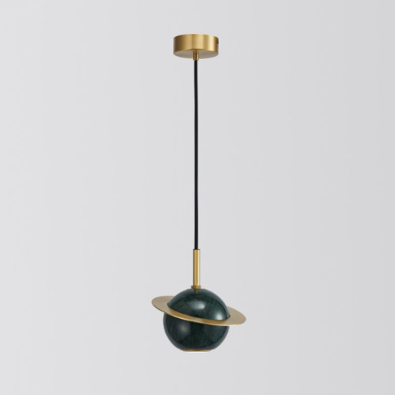 Shaded Dining Room Suspension Lighting Marble 1 Head Minimalistic Pendant Ceiling Light