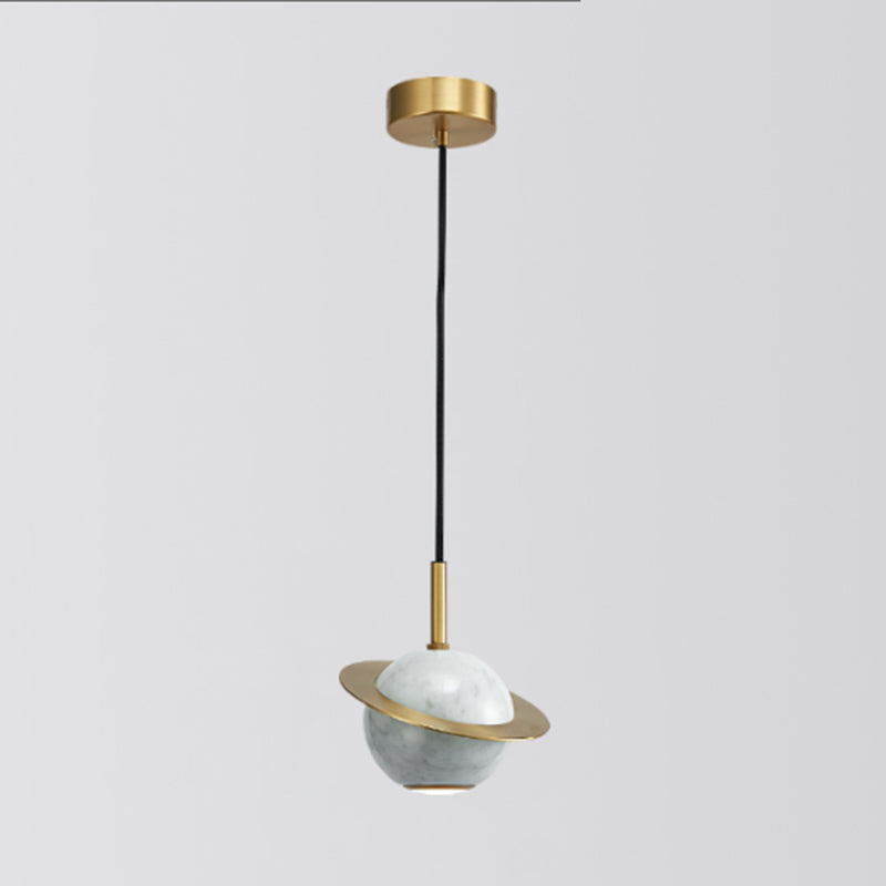 Shaded Dining Room Suspension Lighting Marble 1 Head Minimalistic Pendant Ceiling Light