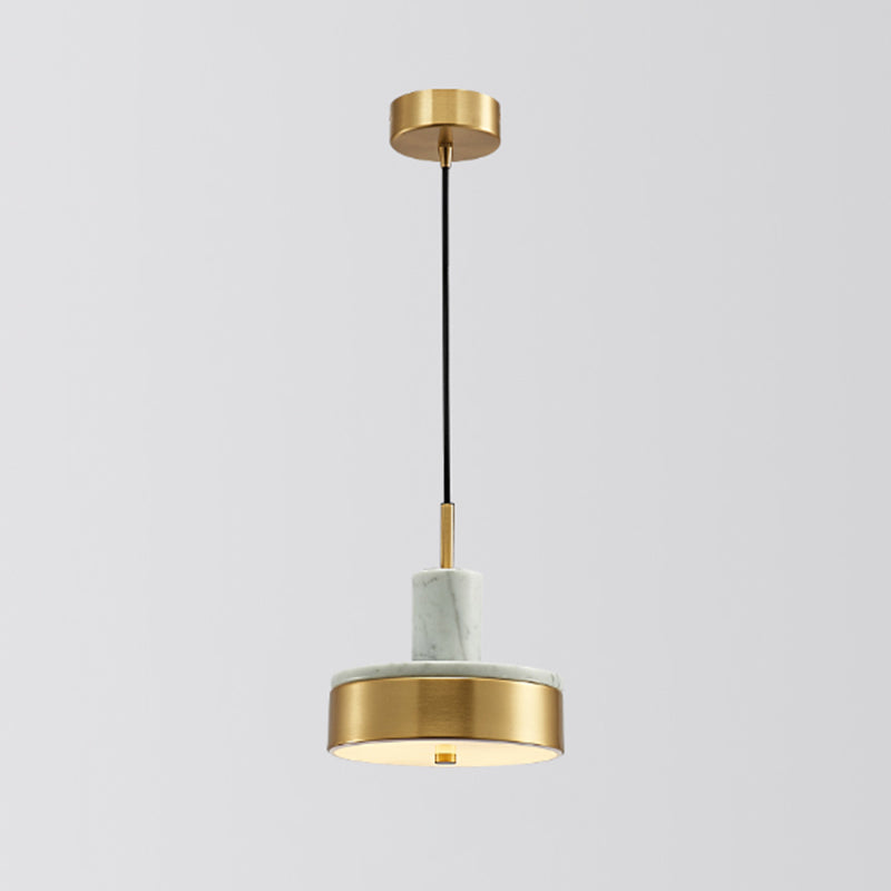 Shaded Dining Room Suspension Lighting Marble 1 Head Minimalistic Pendant Ceiling Light