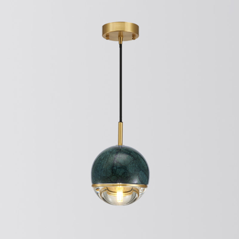 Shaded Dining Room Suspension Lighting Marble 1 Head Minimalistic Pendant Ceiling Light