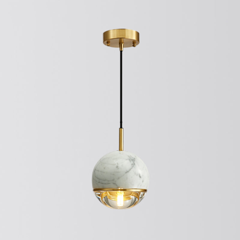 Shaded Dining Room Suspension Lighting Marble 1 Head Minimalistic Pendant Ceiling Light