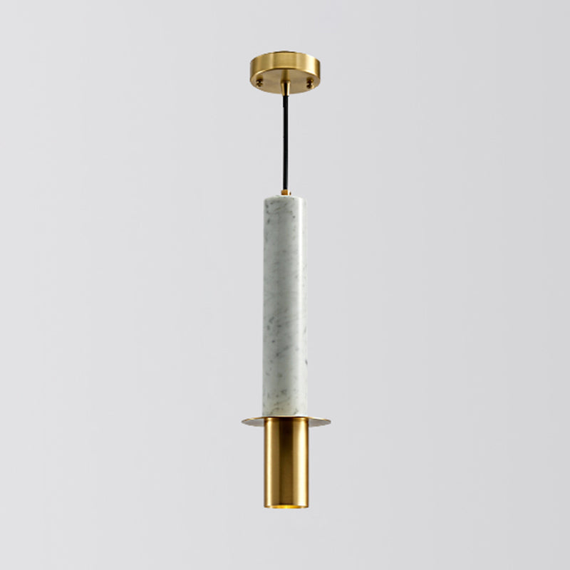 Shaded Dining Room Suspension Lighting Marble 1 Head Minimalistic Pendant Ceiling Light