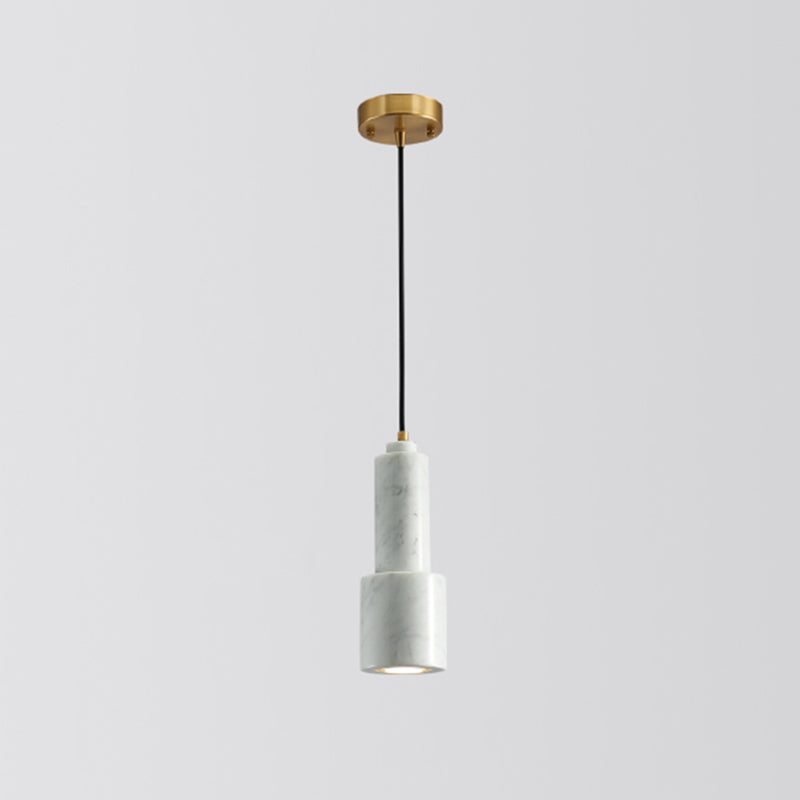 Shaded Dining Room Suspension Lighting Marble 1 Head Minimalistic Pendant Ceiling Light