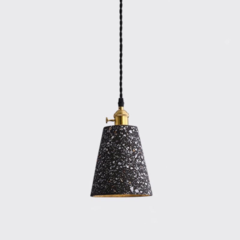 Geometric Dining Room Suspension Lighting Terrazzo 1 Head Minimalistic Pendant Ceiling Light