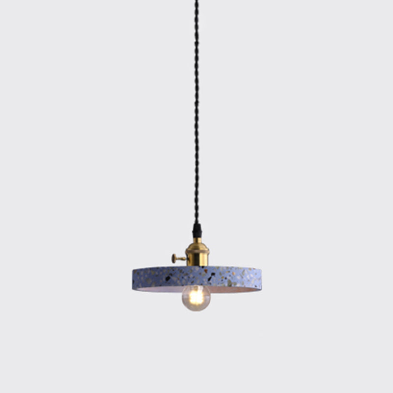 Geometric Dining Room Suspension Lighting Terrazzo 1 Head Minimalistic Pendant Ceiling Light