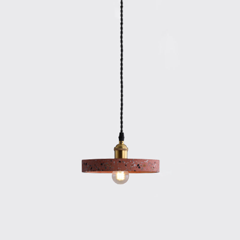 Geometric Dining Room Suspension Lighting Terrazzo 1 Head Minimalistic Pendant Ceiling Light