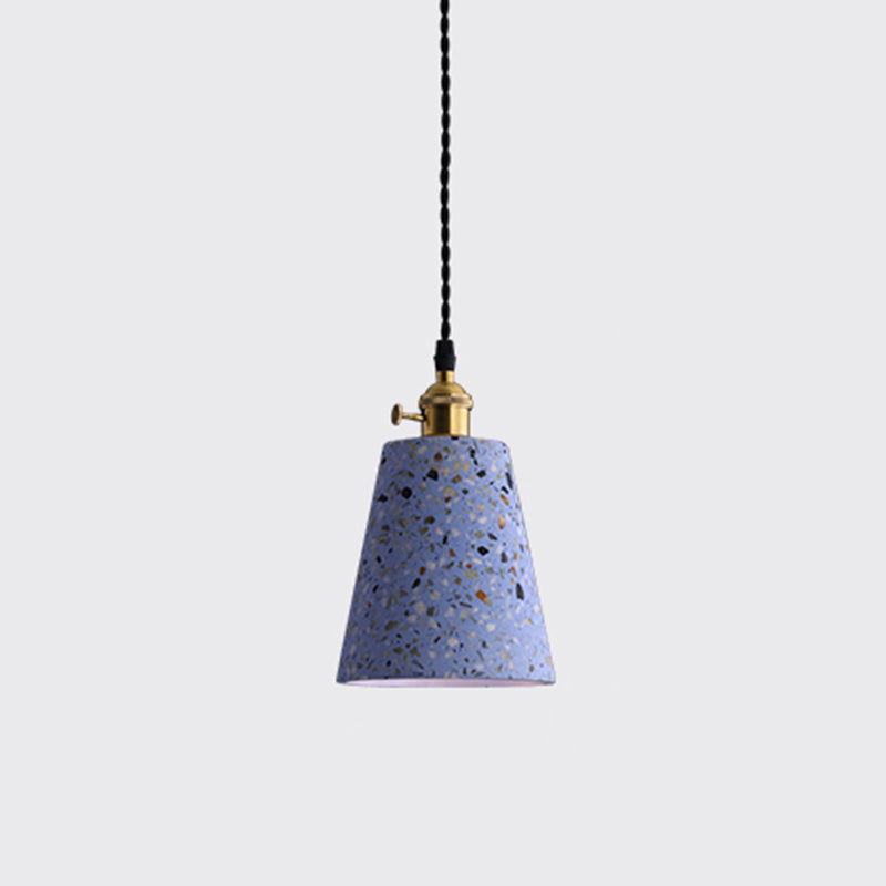 Geometric Dining Room Suspension Lighting Terrazzo 1 Head Minimalistic Pendant Ceiling Light