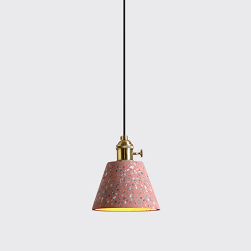 Geometric Dining Room Suspension Lighting Terrazzo 1 Head Minimalistic Pendant Ceiling Light