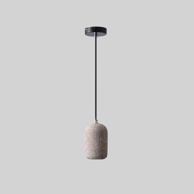 Nordic Capsule Pendant Light Cement Single-Bulb Dining Room Suspension Light Fixture