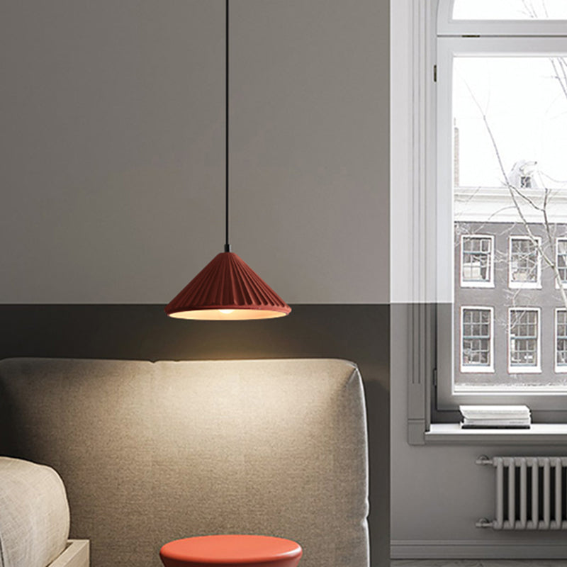 Conical bed plafond licht geribbeld cement 1 lamp moderne stijl hangende lamp voor eetkamer
