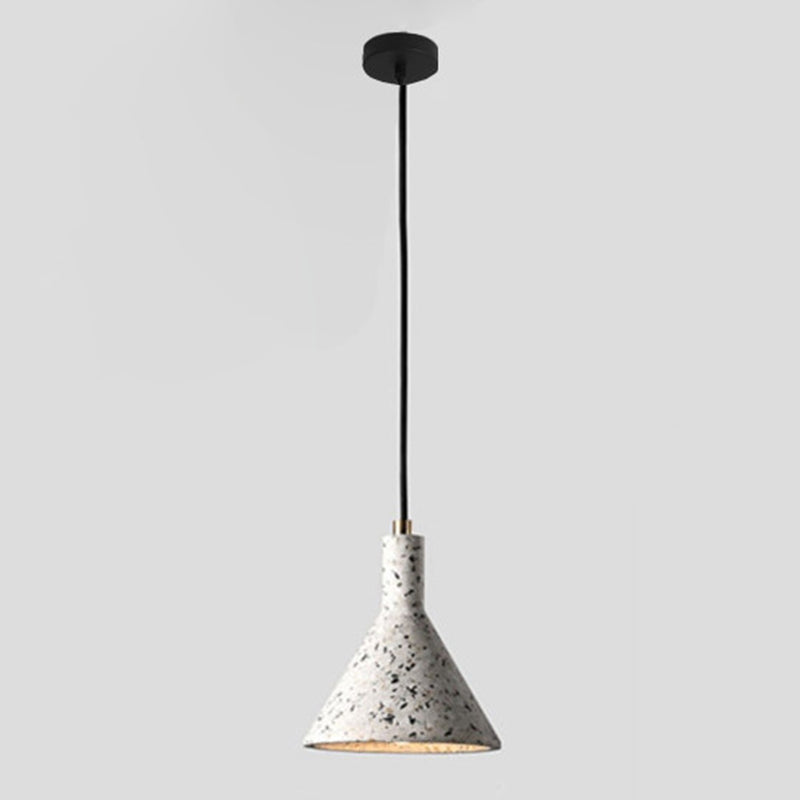 Funnel Pendant Light Simplicity Terrazzo Single-Bulb Dining Room Suspension Light Fixture