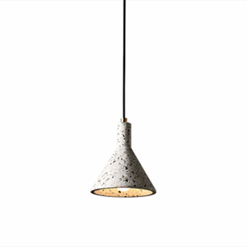 Funnel Pendant Light Simplicity Terrazzo Single-Bulb Dining Room Suspension Light Fixture