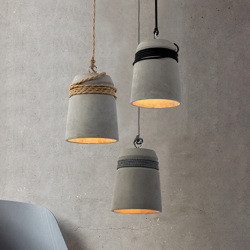 Bell Suspension Lighting Simplicity Cement Single-Bulb Dining Room Pendant Ceiling Light
