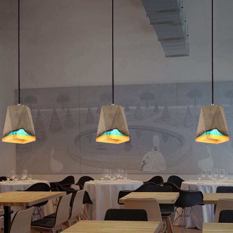 Contemporary Shaded Ceiling Light Cement 1-Light Restaurant Hanging Pendant Light in Grey