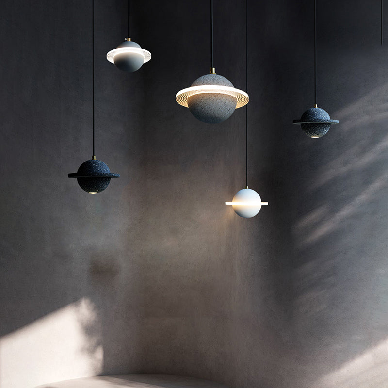 Planet-vormige LED hangende lamp cement cement single-bulp slaapkamer hanglampverlichting armatuur