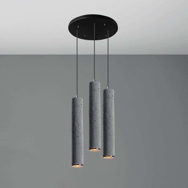 Cylinder Dining Room Ceiling Light Cement Nordic Style Hanging Pendant Light in Grey