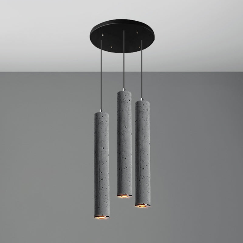 Cylinder Dining Room Ceiling Light Cement Nordic Style Hanging Pendant Light in Grey
