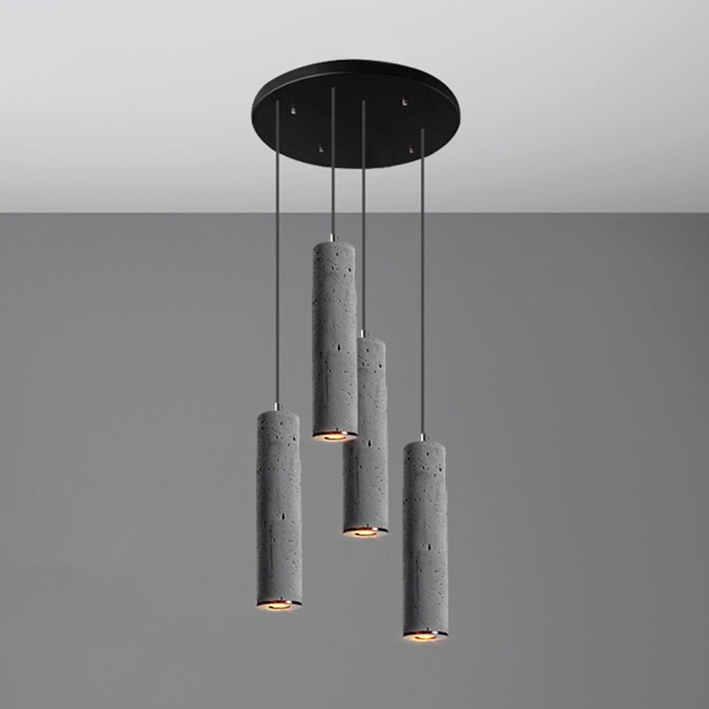 Cylinder Dining Room Ceiling Light Cement Nordic Style Hanging Pendant Light in Grey