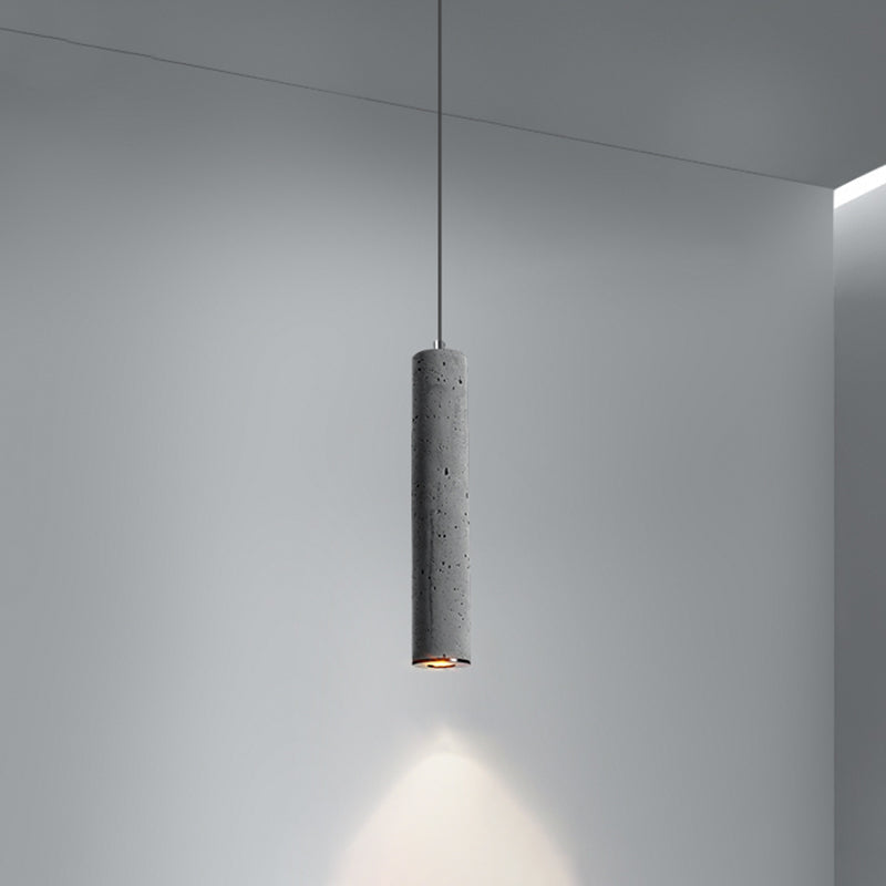 Cylinder Dining Room Ceiling Light Cement Nordic Style Hanging Pendant Light in Grey
