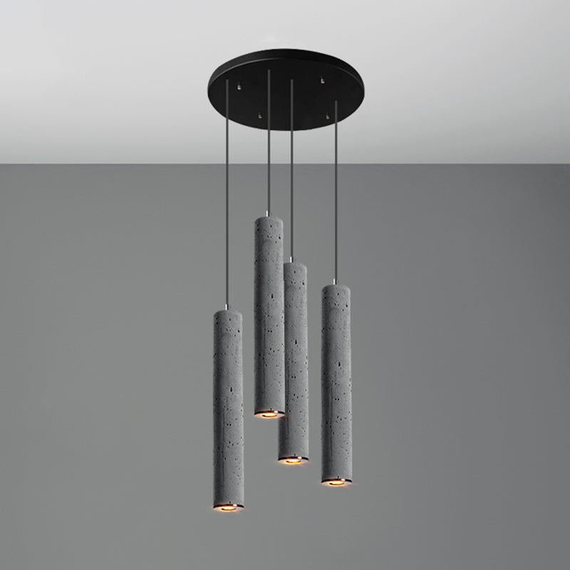 Cylinder Dining Room Ceiling Light Cement Nordic Style Hanging Pendant Light in Grey