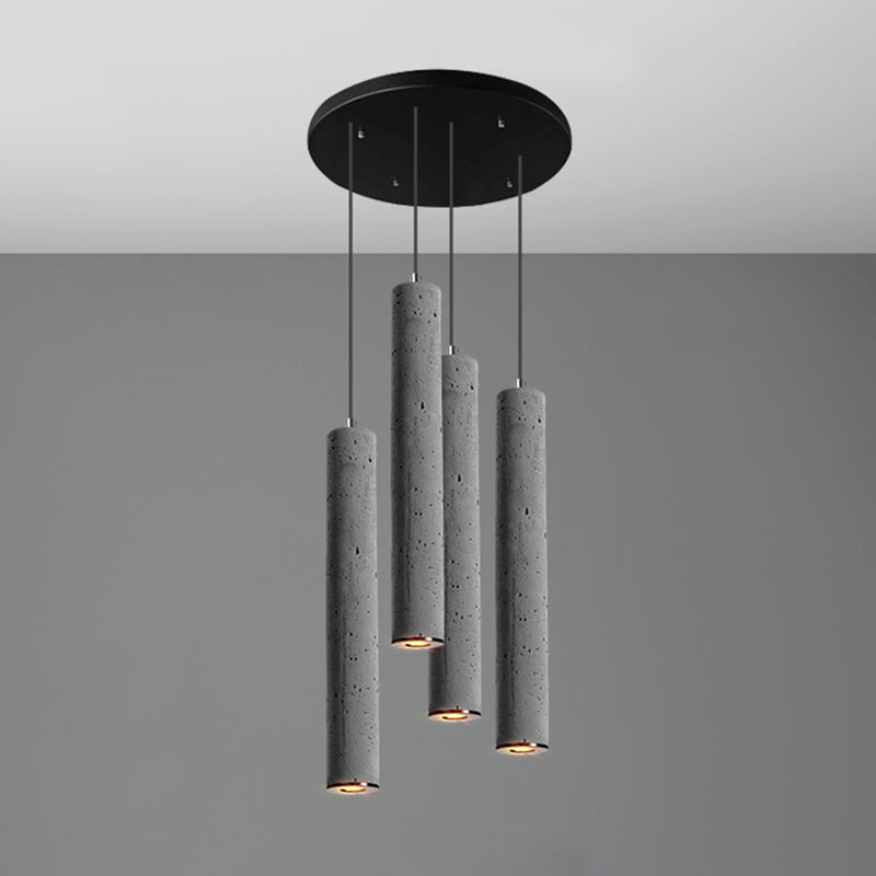 Cylinder Dining Room Ceiling Light Cement Nordic Style Hanging Pendant Light in Grey