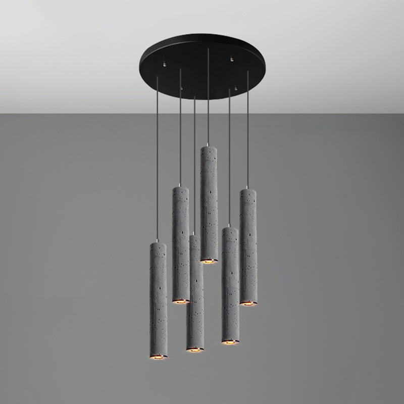 Cylinder Dining Room Ceiling Light Cement Nordic Style Hanging Pendant Light in Grey
