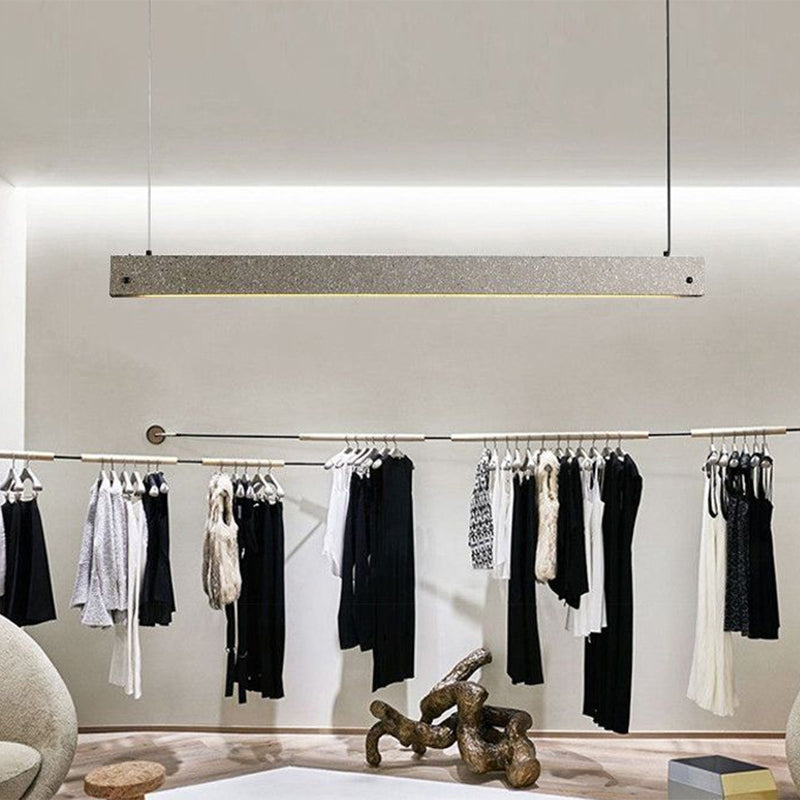 Rectangular Linear Pendant Light Modern Style Cement Dining Room LED Suspension Light Fixture in Grey