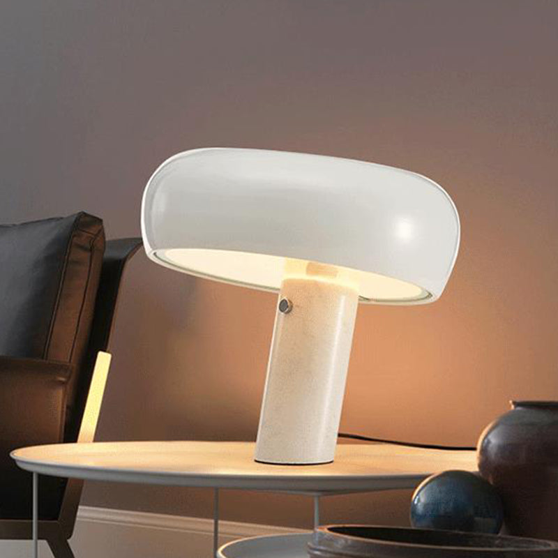 Marble Cylindrical Base Table Light Minimalistic Single-Bulb Nightstand Lighting for Bedside