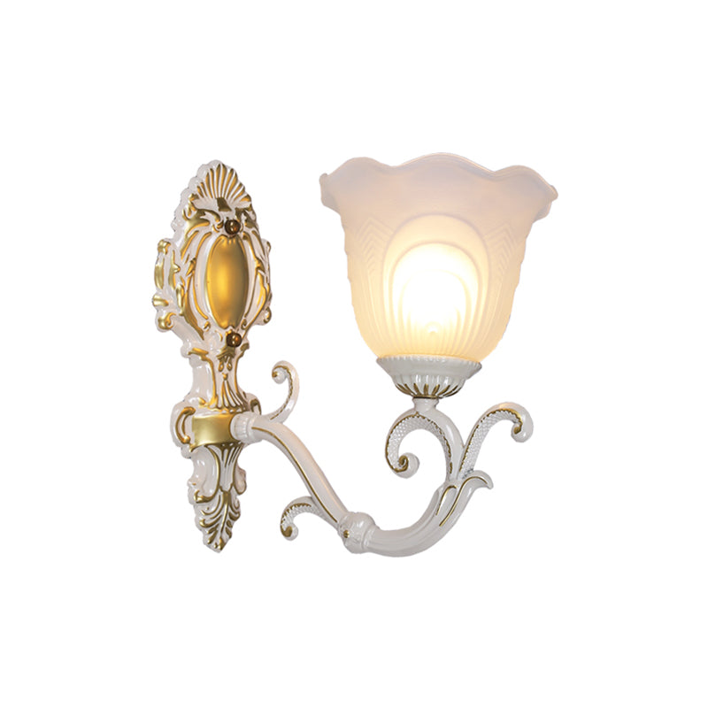 Bud Shade Salon Light Light Rustic Style Ruffle Glass White White Wall Lighting Fixture
