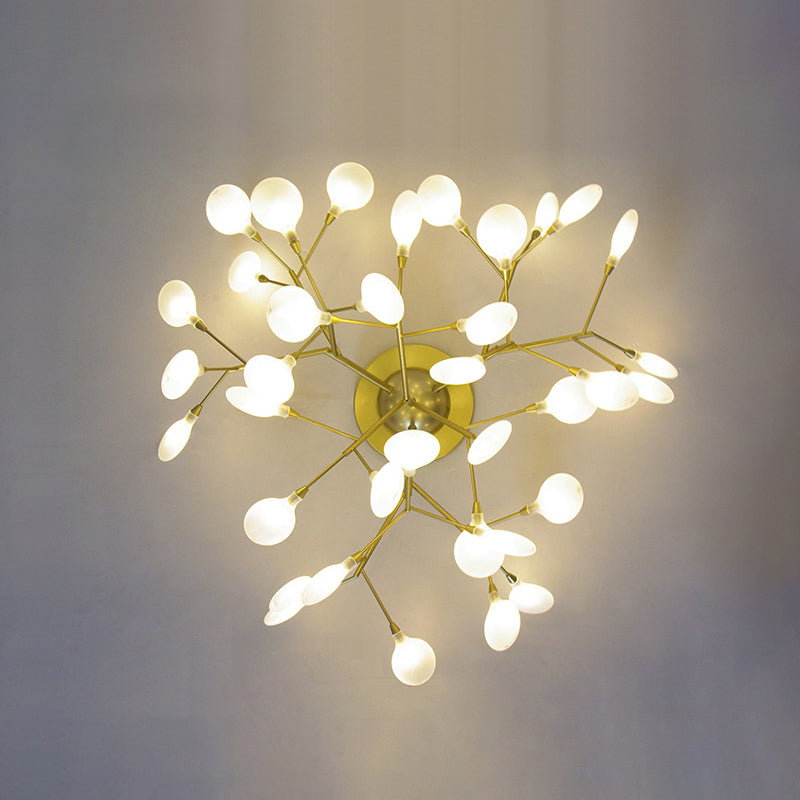 Tree Branch Living Room LED Semi Flush Metallic Postmodern Ceiling Mount Chandelier