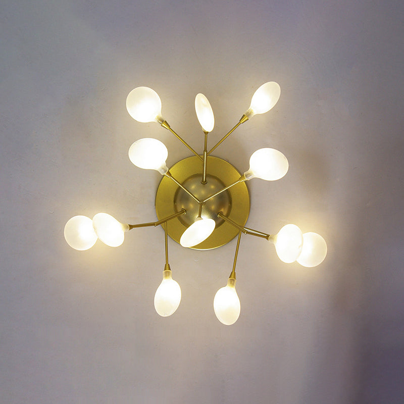 Tree Branch Living Room LED Semi Flush Metallic Postmodern Ceiling Mount Chandelier