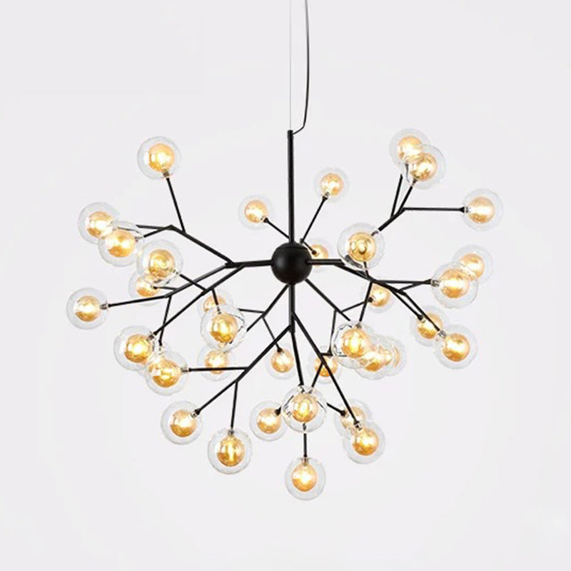 Clear Glass Firefly LED Suspension Light Nordic Style Chandelier Lighting for Living Room