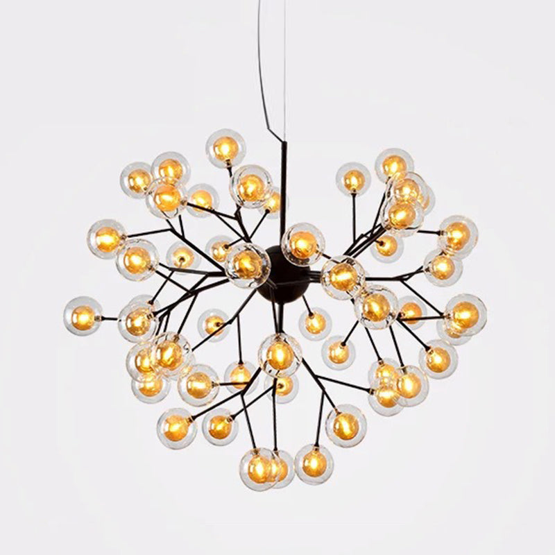 Clear Glass Firefly LED Suspension Light Nordic Style Chandelier Lighting for Living Room