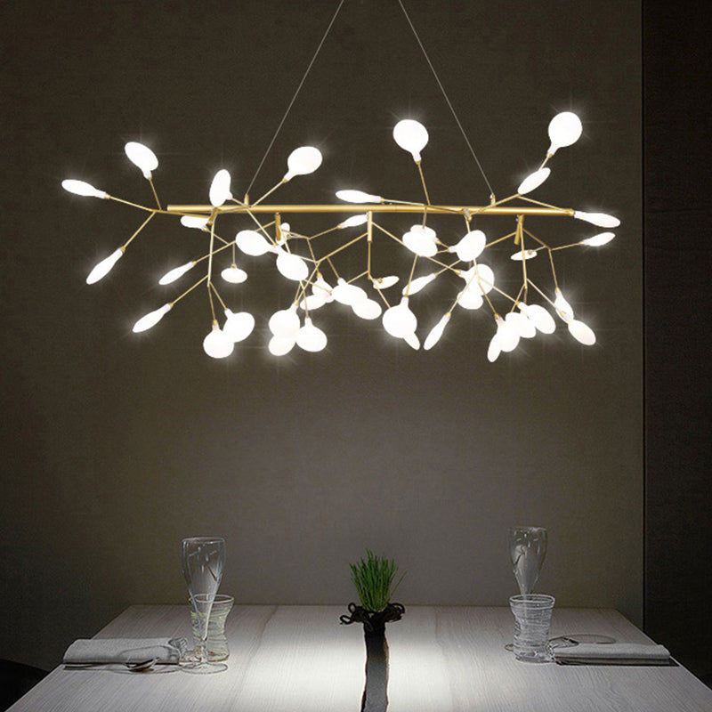 Minimalist Tree Branch LED Hanging Light Metallic Dining Room Island Ceiling Light in Gold