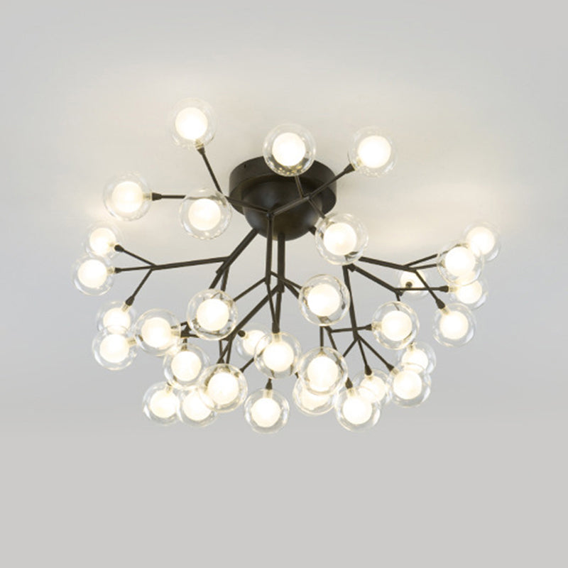 Metallic Tree Branch LED Semi Flush Light Nordic Style Flush Mount Ceiling Chandelier
