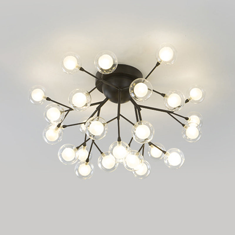 Metallic Tree Branch LED Semi Flush Light Nordic Style Flush Mount Ceiling Chandelier