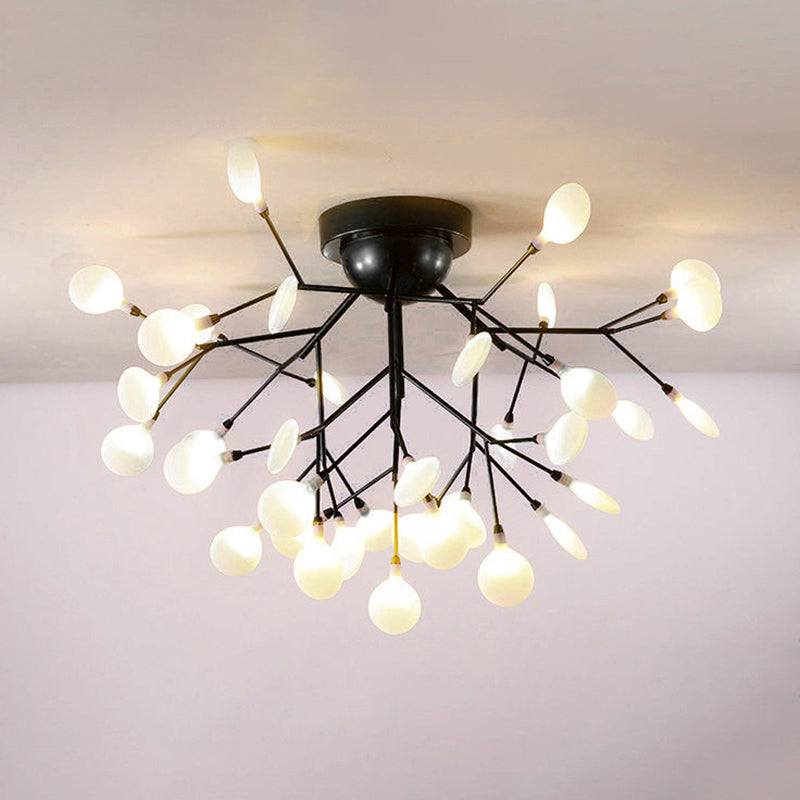 Metallic Tree Branch LED Semi Flush Light Nordic Style Flush Mount Ceiling Chandelier