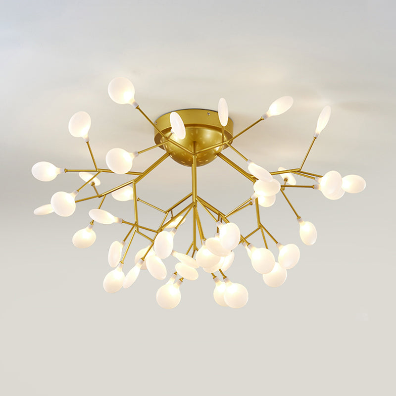 Branch Bedroom Flush Mount Chandelier Metallic Minimalist LED Semi Flush Light Fixture