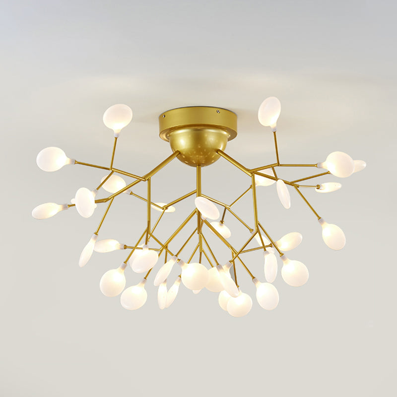 Branch Bedroom Flush Mount Chandelier Metallic Minimalist LED Semi Flush Light Fixture