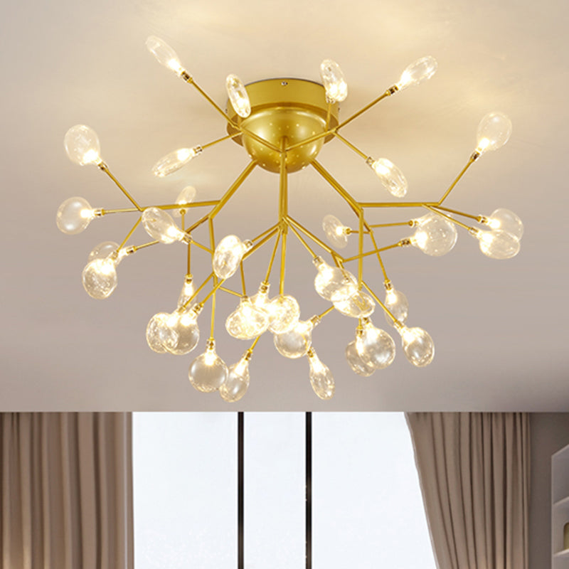 Branch Bedroom Flush Mount Chandelier Metallic Minimalist LED Semi Flush Light Fixture
