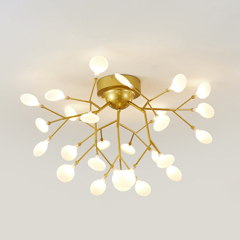 Branch Bedroom Flush Mount Chandelier Metallic Minimalist LED Semi Flush Light Fixture