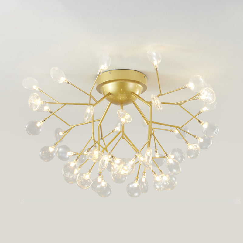 Branch Bedroom Flush Mount Chandelier Metallic Minimalist LED Semi Flush Light Fixture