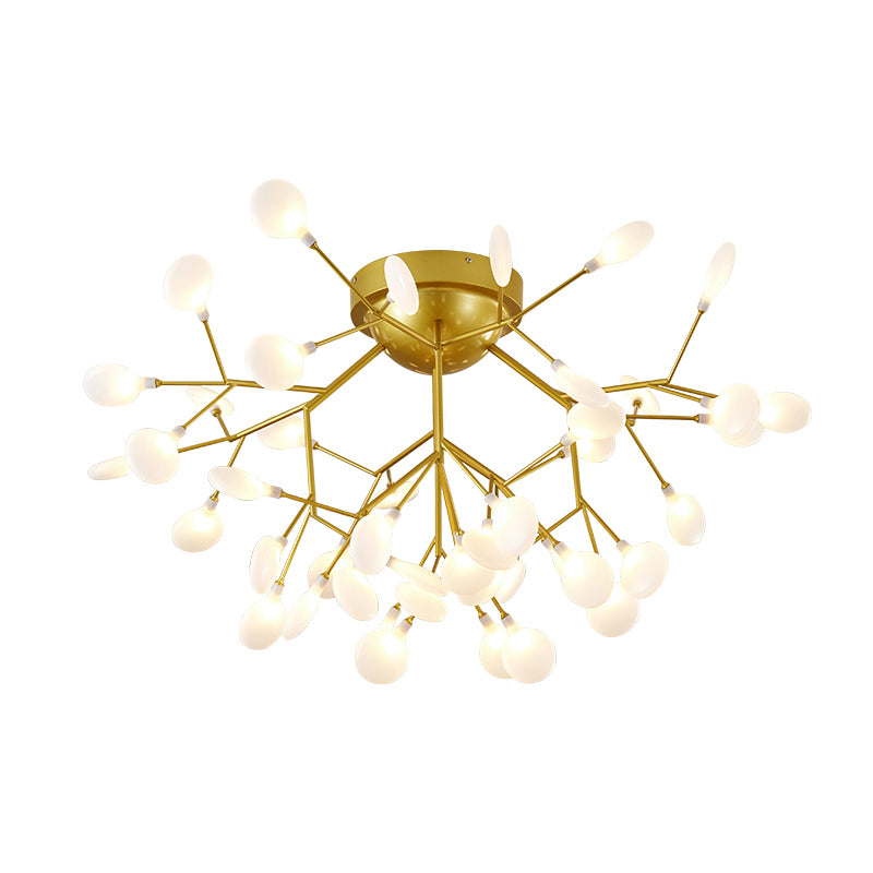 Branch Bedroom Flush Mount Chandelier Metallic Minimalist LED Semi Flush Light Fixture
