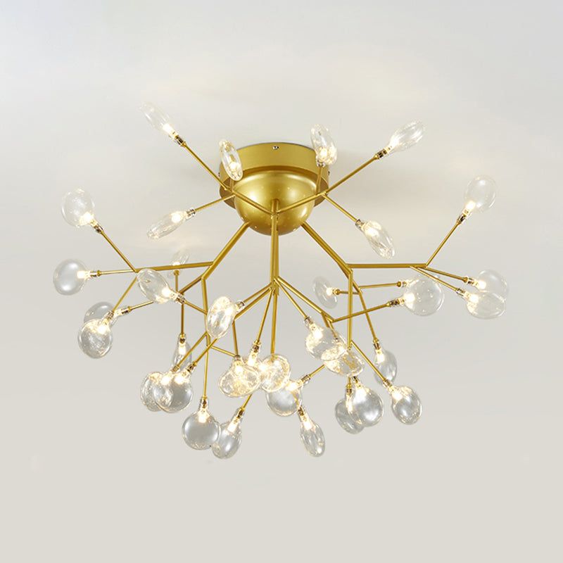 Branch Bedroom Flush Mount Chandelier Metallic Minimalist LED Semi Flush Light Fixture