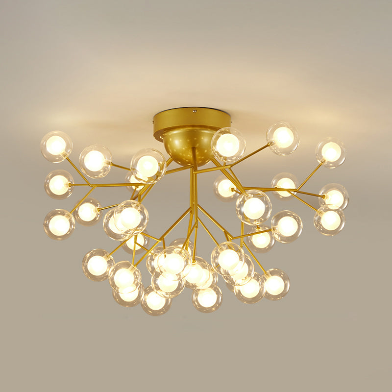 Branch Bedroom Flush Mount Chandelier Metallic Minimalist LED Semi Flush Light Fixture