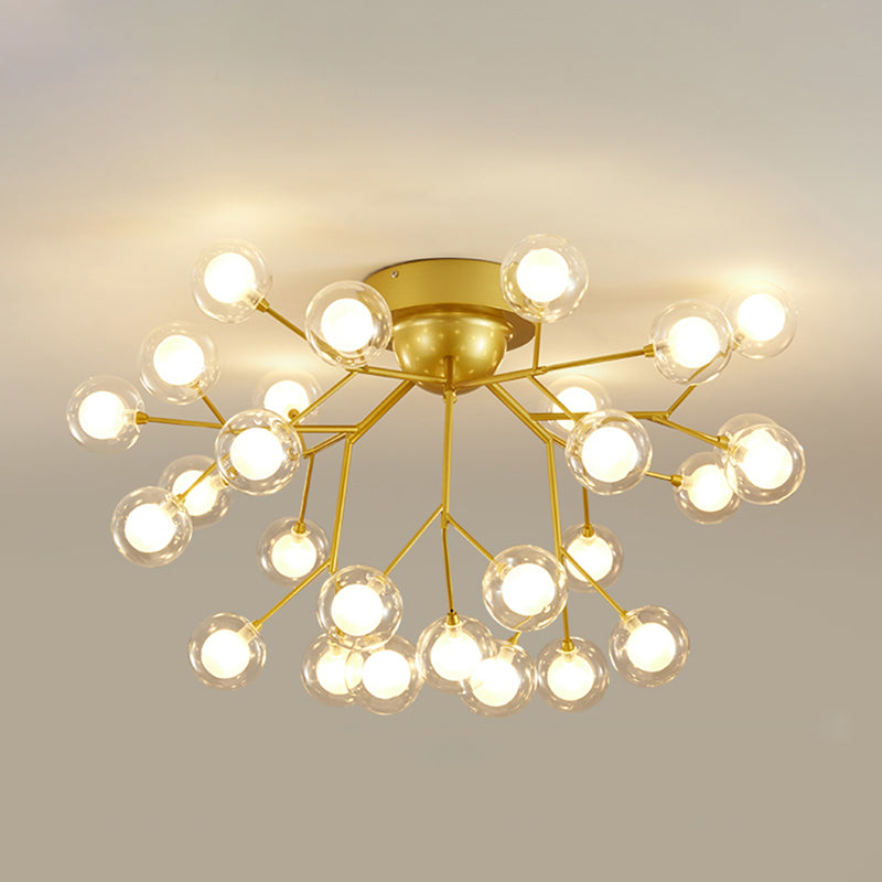 Branch Bedroom Flush Mount Chandelier Metallic Minimalist LED Semi Flush Light Fixture