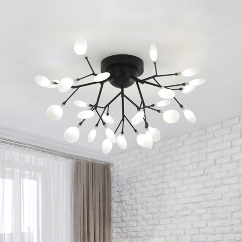 Firefly Shade LED Semi Flush Postmodern Firefly Living Room Ceiling Mount Chandelier